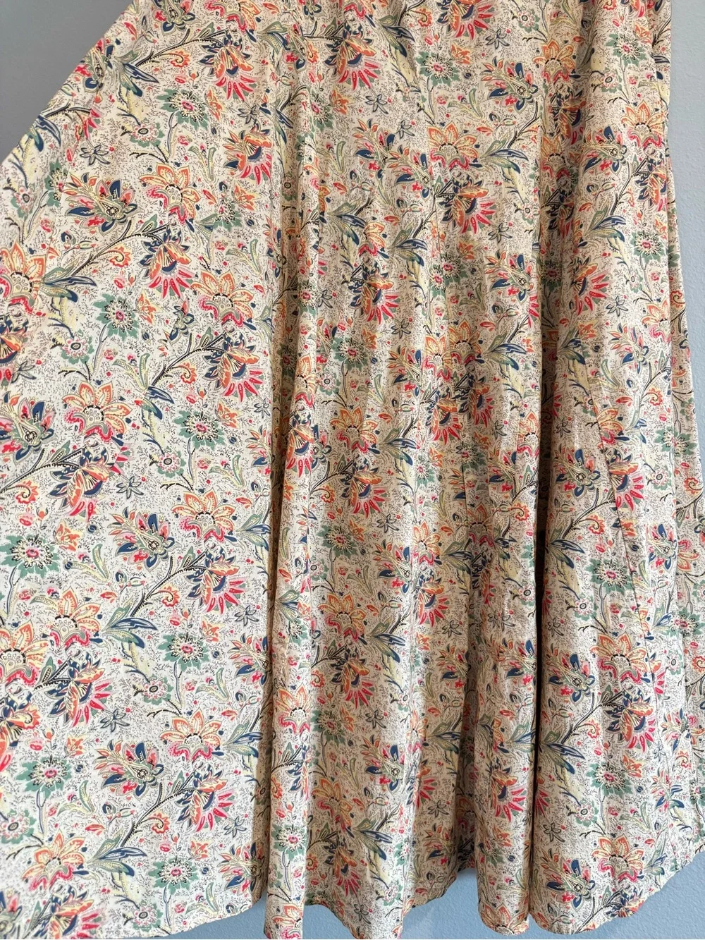 THE GREAT. The Godet Floral A-Line Maxi Skirt Boho Euro Summer Cottage Size2/M - Picture 3 of 6